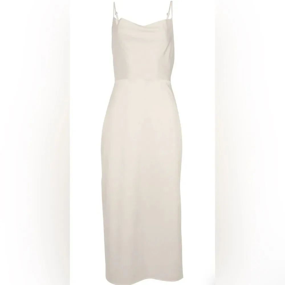 🛍️Cowl Neck Satinny Slip Dress in Ivory New With Tags Size 8
